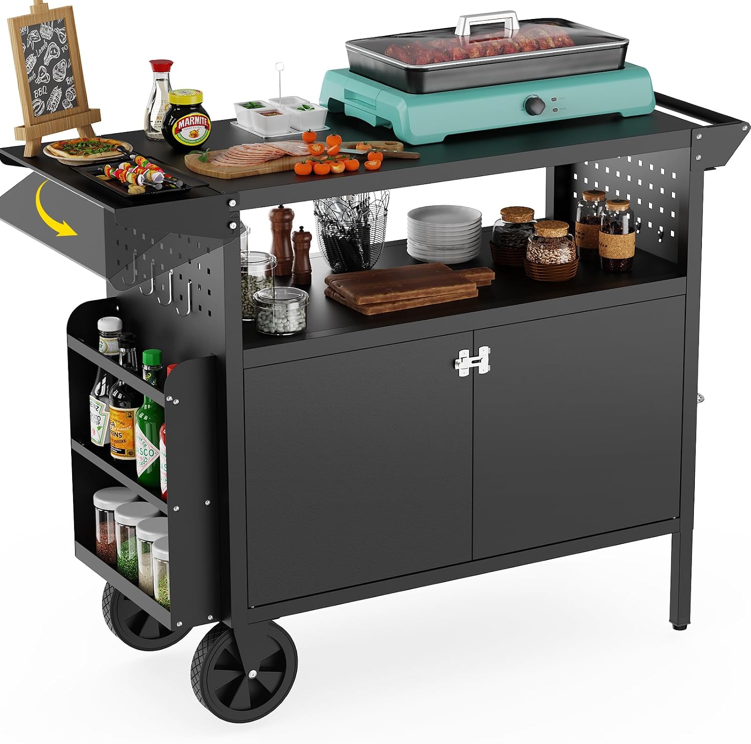 Kitchen Appliances Organizer - Outdoor-Grillwagen mit Stauraum, Kücheninsel mit Rädern,
