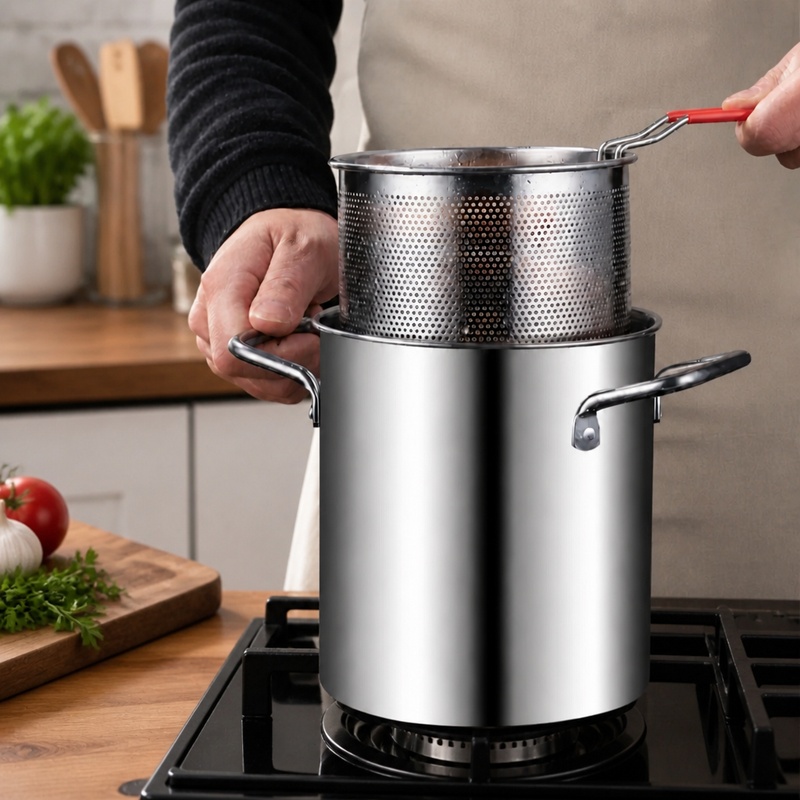 Deep Fryer Stainless - Frittierbehälter aus Edelstahl 304 mit Korb