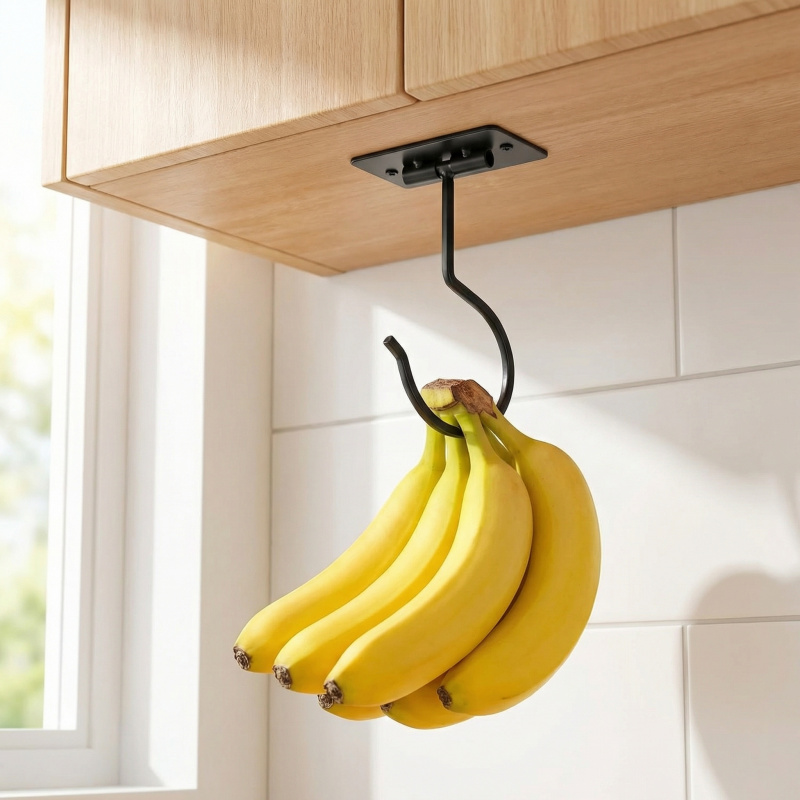 Kitchen Appliances Organizer - Schwarzer Metall-Selbstklebehaken, faltbares Aufbewahrungsregal, platzsparender Küchenschrank-Organizer