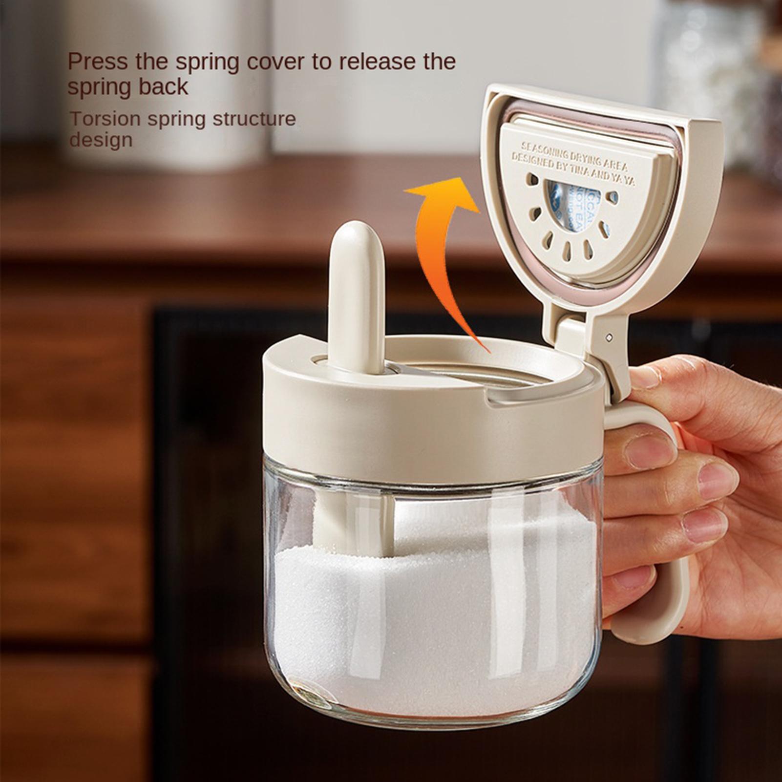 Kitchen Appliances Organizer - Gewürzglas, auslaufsicherer Salzbehälter mit Löffel, Küchengewürzglas