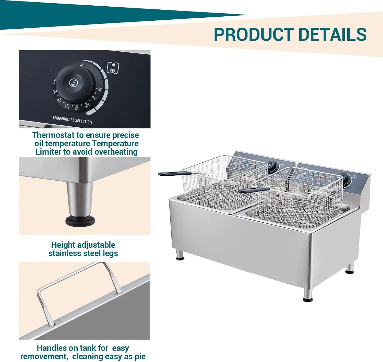 23,2-Liter-Gewerbe-Elektrofrit – Deep Fryer Stainless Bewertung und Preis