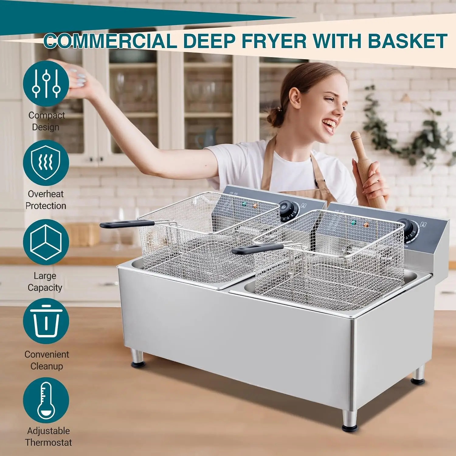 23,2-Liter-Gewerbe-Elektrofrit – Deep Fryer Stainless Bewertung und Preis